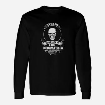 Humorvolles Informatiker Langarmshirts mit Totenkopf-Design, Schwarzes Tee - Seseable