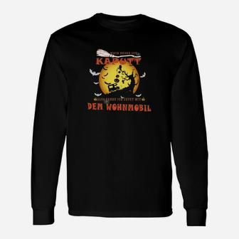 Humorvolles Schwarzes Camping Langarmshirts - Kaputt Nach Wohnmobil Urlaub - Seseable