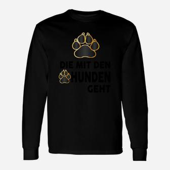 Hunde-Liebhaber Langarmshirts Die mit den Hunden geht, Pfotenabdruck-Design - Seseable