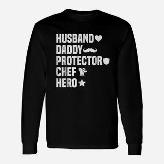 Husband Daddy Protector, dad birthday gifts Long Sleeve T-Shirt - Seseable