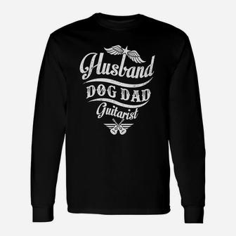 Husband Dog Dad Guitarist Long Sleeve T-Shirt - Seseable