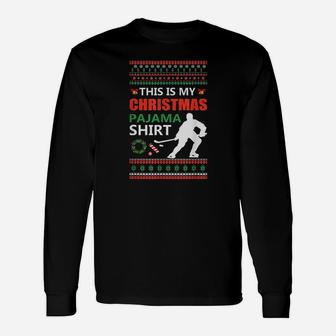 Ice Hockey Christmas Ugly X Mas Long Sleeve T-Shirt - Seseable