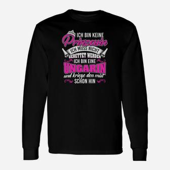 Ich bin Keine Prinzessin, Ich bin eine Einhorn-Dame Lustiges Damen Langarmshirts in Schwarz - Seseable