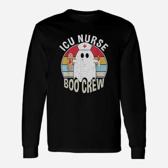 Icu Nurse Boo Crew Ghost Retro Nursing Halloween Long Sleeve T-Shirt - Seseable