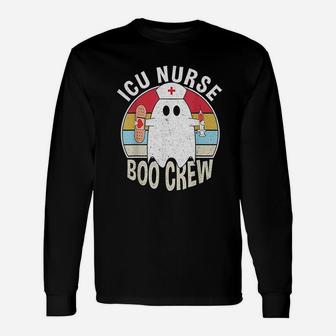 Icu Nurse Boo Crew Ghost Retro Nursing Halloween Long Sleeve T-Shirt - Seseable