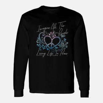 Imagine Hippie People Living Life In Peace And Love Long Sleeve T-Shirt - Seseable