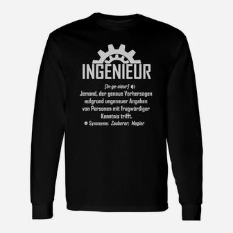 Ingenieur Definition Schwarzes Langarmshirts für Herren mit Zahnradsymbol - Seseable