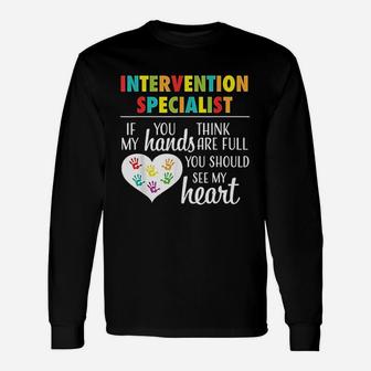 Intervention Specialist Cute Heart Teacher Long Sleeve T-Shirt - Seseable