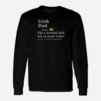 Irish Dad Definition Fathers Day Flag Long Sleeve T-Shirt - Seseable