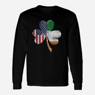 Irish Us Flag Ireland Usa Pride St Patricks Day Long Sleeve T-Shirt - Seseable