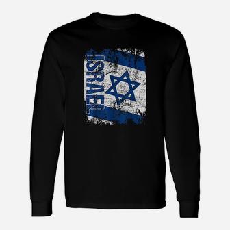 Israel Big Flag Vintage Distressed Israel Long Sleeve T-Shirt - Seseable