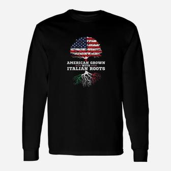 Italy Roots American Grown Italian Roots Italia Long Sleeve T-Shirt - Seseable
