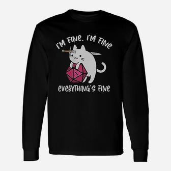 Its Fine Im Fine Everythings Fine Cat Lovers Long Sleeve T-Shirt - Seseable