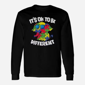 Its Ok To Be Different Autism Awareness Elephant Long Sleeve T-Shirt - Seseable