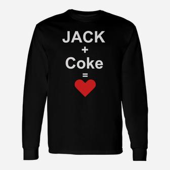 Jack + Coke = Herz Schwarzes Langarmshirts, Lustiges Getränke Design - Seseable