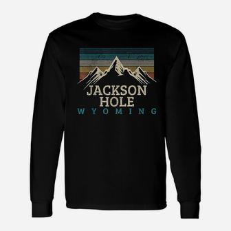 Jackson Hole Wyoming Vintage Mountains Long Sleeve T-Shirt - Seseable