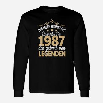 Jahrgang 1987 Legenden Langarmshirts, Retro Geburtstags-Langarmshirts für Männer - Seseable