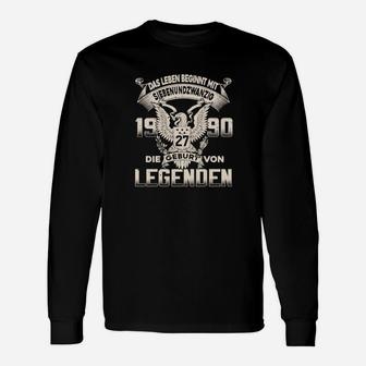 Jahrgang 1990 Legenden Geburt Schwarzes Langarmshirts, Retro Design - Seseable