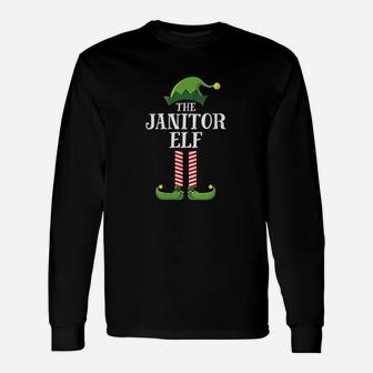 Janitor Elf Matching Group Christmas Party Pajama Long Sleeve T-Shirt - Seseable