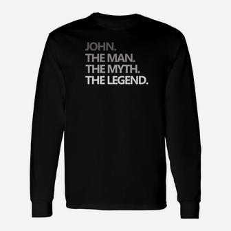 John The Man Myth Legend Fathers Day Dad Retro Premium Long Sleeve T-Shirt - Seseable