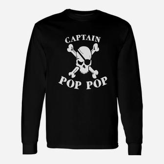 Jolly Roger Pirate Captain Pop Pop T-shirt For Grandpa Long Sleeve T-Shirt - Seseable