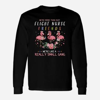 We Are More Than Just Flight Nurse Friends We Are Like A Really Small Gang Flamingo Nursing Job Long Sleeve T-Shirt - Seseable