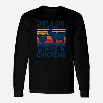 Just A Girl Who Loves Chickens Goats Vintage Long Sleeve T-Shirt - Seseable