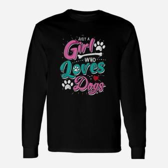 Just A Girl Who Loves Dogs Cartoon Love Long Sleeve T-Shirt - Seseable