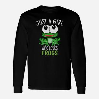 Just A Girl Who Loves Frog Cute Frog Girl Long Sleeve T-Shirt - Seseable
