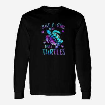 Just A Girl Who Loves Turtles Galaxy Space Long Sleeve T-Shirt - Seseable