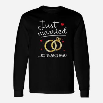 Just Married 5 Years Ago Couple 5th Anniversary Long Sleeve T-Shirt - Seseable
