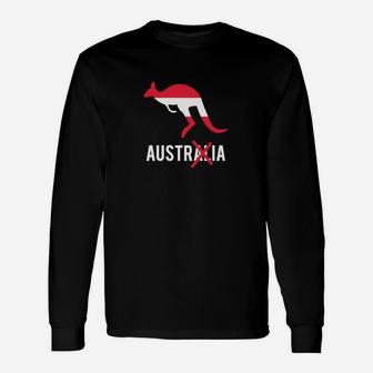 Känguru Langarmshirts inspiriert von Australien in Schwarz, Tiermotiv Tee - Seseable