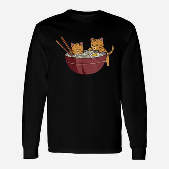 Kawaii Cat Ramen And Cats Anime Kitten Japanese Long Sleeve T-Shirt - Seseable