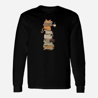 Kawaii Cats Books Tea Long Sleeve T-Shirt - Seseable