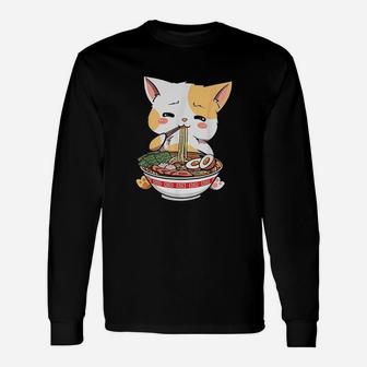 Kawaii Neko Ramen Cute Ramen Cat Japanese Noodle Anime Long Sleeve T-Shirt - Seseable