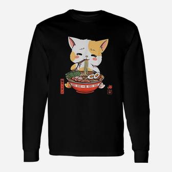 Kawaii Ramen Cute Ramen Cat Japanese Noodle Anime Long Sleeve T-Shirt - Seseable