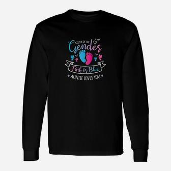 Keeper Of The Gender Reveal Pink Or Blue Auntie Loves You Long Sleeve T-Shirt - Seseable