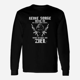 Keine Sorge Ziel Herren Langarmshirts, Motivierendes Spruch-Design in Schwarz - Seseable