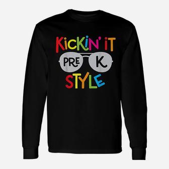 Kickin It Prek Style Back To School Teacher Long Sleeve T-Shirt - Seseable