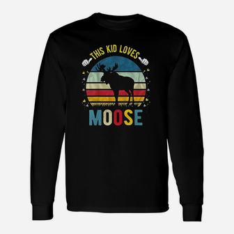 This Kid Loves Moose Boys And Girls Moose Long Sleeve T-Shirt | Seseable CA