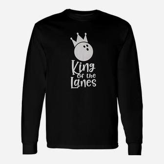 King Of The Lanes Crown Bowling Ball Team Game Long Sleeve T-Shirt - Seseable