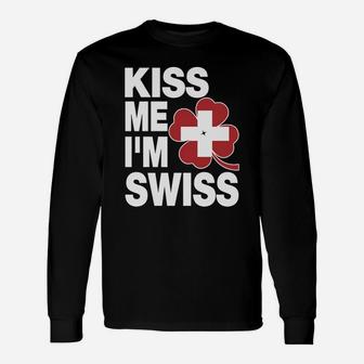 Kiss Me I'm Swiss T-shirt Long Sleeve T-Shirt - Seseable