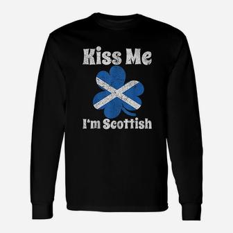 Kiss Me I Am Scottish St Patricks Day Long Sleeve T-Shirt - Seseable