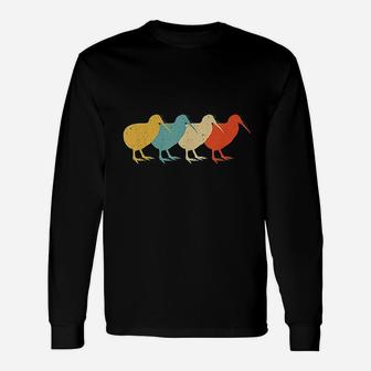Kiwi Vintage Retro Bird Animal Lover 60s 70s Long Sleeve T-Shirt - Seseable