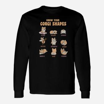 Know Your Corgi Shapes Cute Dog Owner Long Sleeve T-Shirt - Seseable