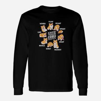 Know Your Corgi Shapes Cute Welsh Dog Lover Long Sleeve T-Shirt - Seseable