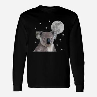 Koala Bear Stars Moon Space Cute Animal Lover Long Sleeve T-Shirt - Seseable