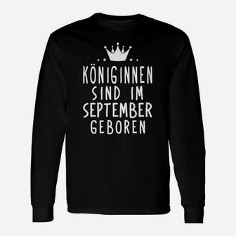 Königinnen September Geburtstag Langarmshirts mit Krone, Damen Schwarz - Seseable