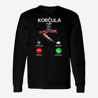 Korčula Ruderboot-Anruf Herren Langarmshirts in Schwarz, Designermode - Seseable