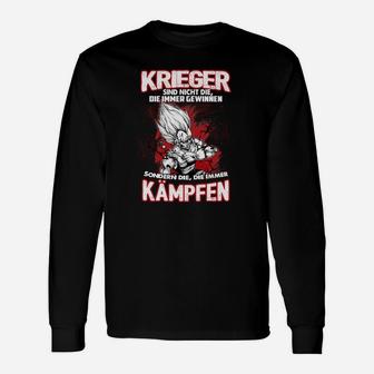 Krieger-Spruch Motivations-Langarmshirts mit Grafik, Kampfgeist Tee - Seseable